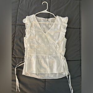 Madewell White Ruffle Top